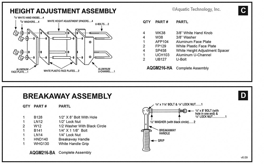 Dunn-Rite Splash and Slam Height and Breakaway Assembly Hardware Parts