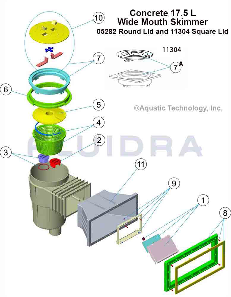 Astral Concrete 17.5L Wide Mouth Skimmer Parts (05282 and 11304)