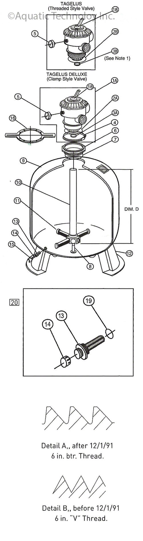 Pentair Tagelus Filter Parts