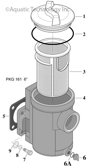Sta-Rite Plastic PKG 161 6-Inch Suction Trap Parts
