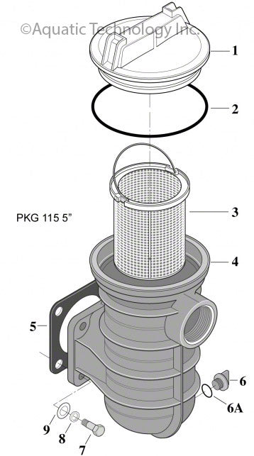 Sta-Rite Plastic PKG 115 5-Inch Suction Trap Parts