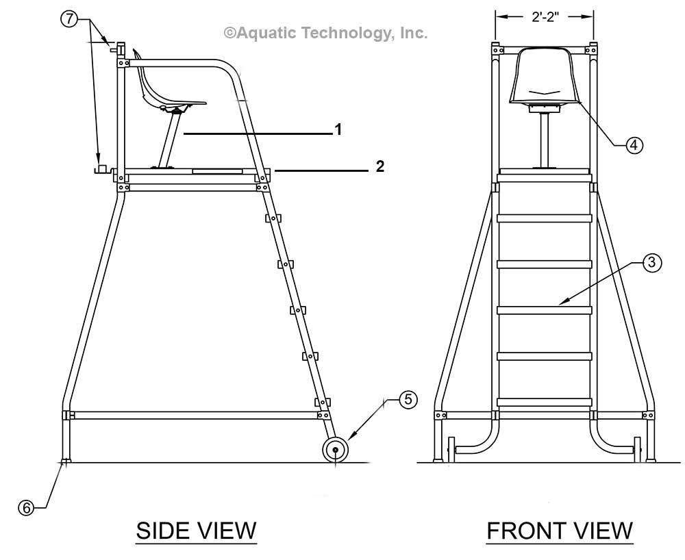 Paragon Wheel-A-Round 8 Foot Moveable Lifeguard Chair Parts