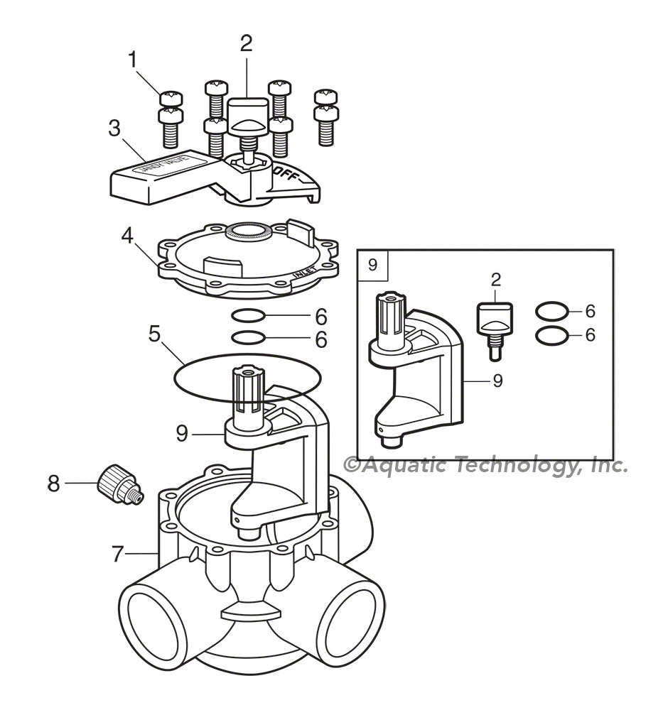 Jandy Gray 3-Port Valve 1154 and 2875 Parts