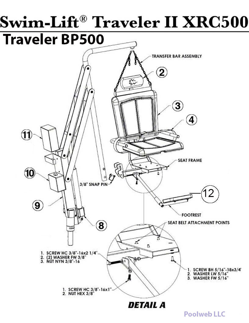Traveler 2 Pool Lift Replacement Parts