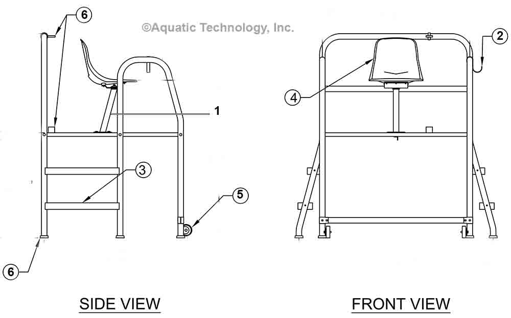 Paragon Lookout Dual Side Mount Lifeguard Chair Parts