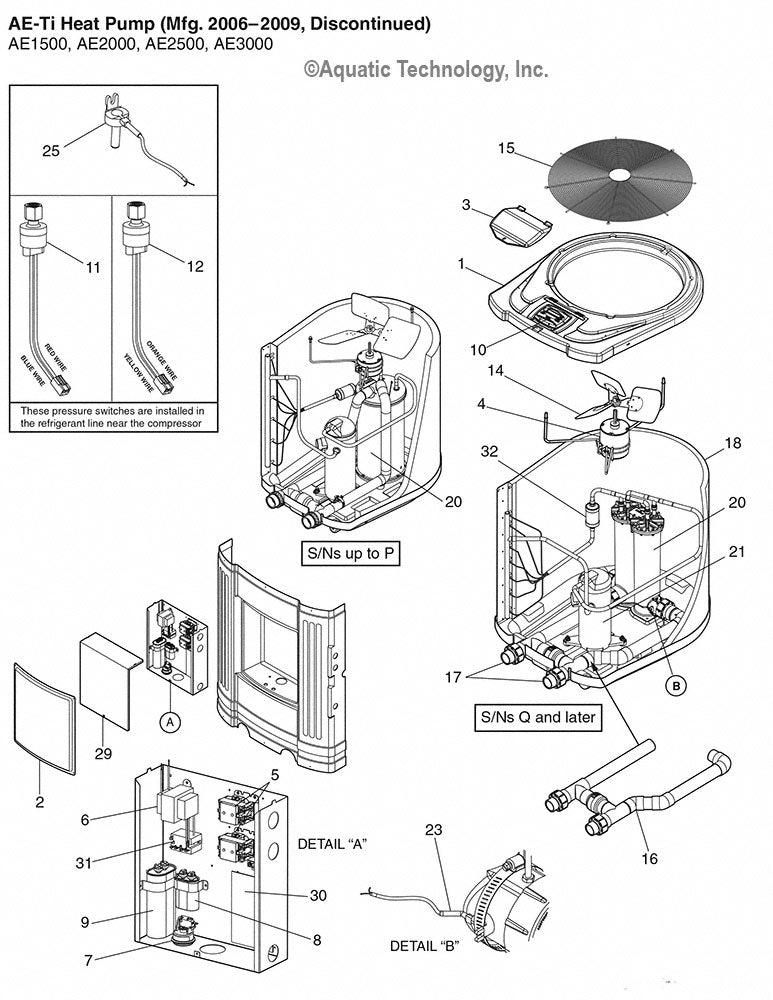 Jandy AE-Ti Series (AE1500-AE3000) Heat Pump Parts (2006-2009 Discontinued)