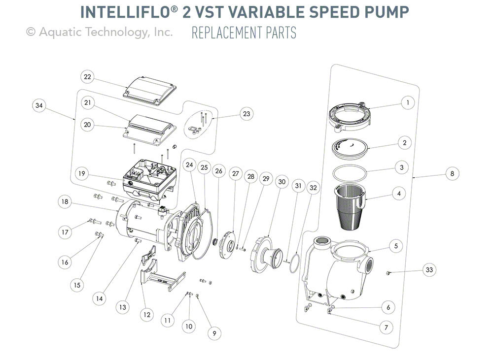 Pentair IntelliFlo 2 VST Variable Speed Pump Parts