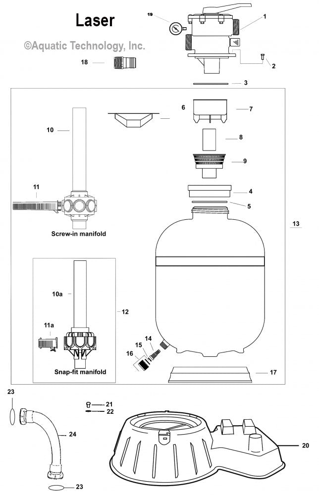 Jacuzzi Laser Sand Filter (160L, 192L, 225L, 250L) Parts