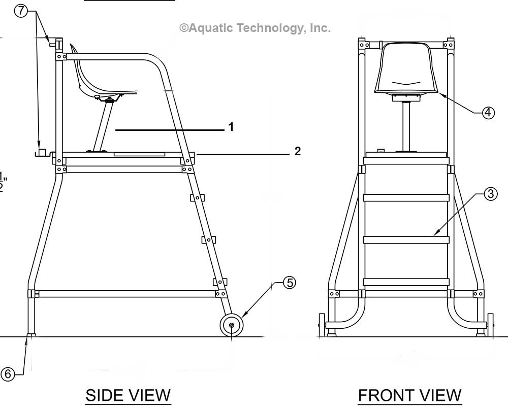 Paragon Wheel-A-Round 6 Foot Moveable Lifeguard Chair Parts