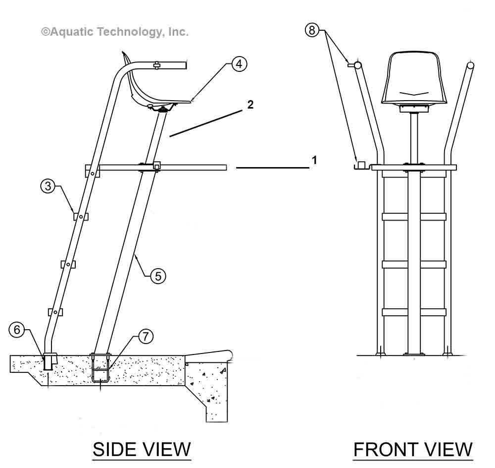 Paragon Paraflyte Ladder in Rear Lifeguard Chair Parts