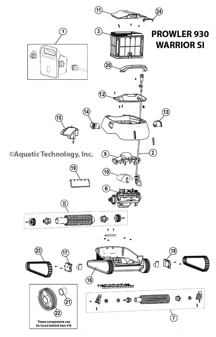 Pentair Prowler 930 and Warrior SI Cleaner Parts