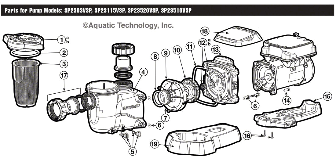 Hayward MaxFlo VS SP2303VSP Parts (Models SP2303VSP, SP23115VSP, SP23510VSP)