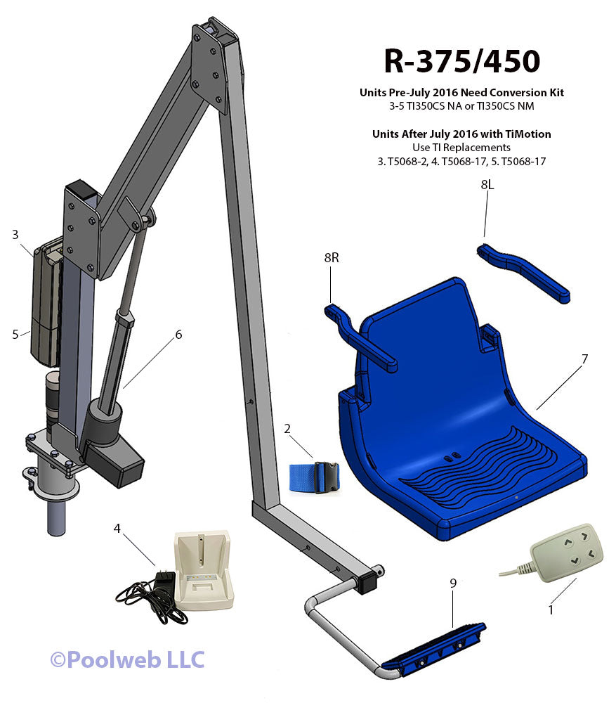 Global R-Series (Rotational) Pool Lift Parts