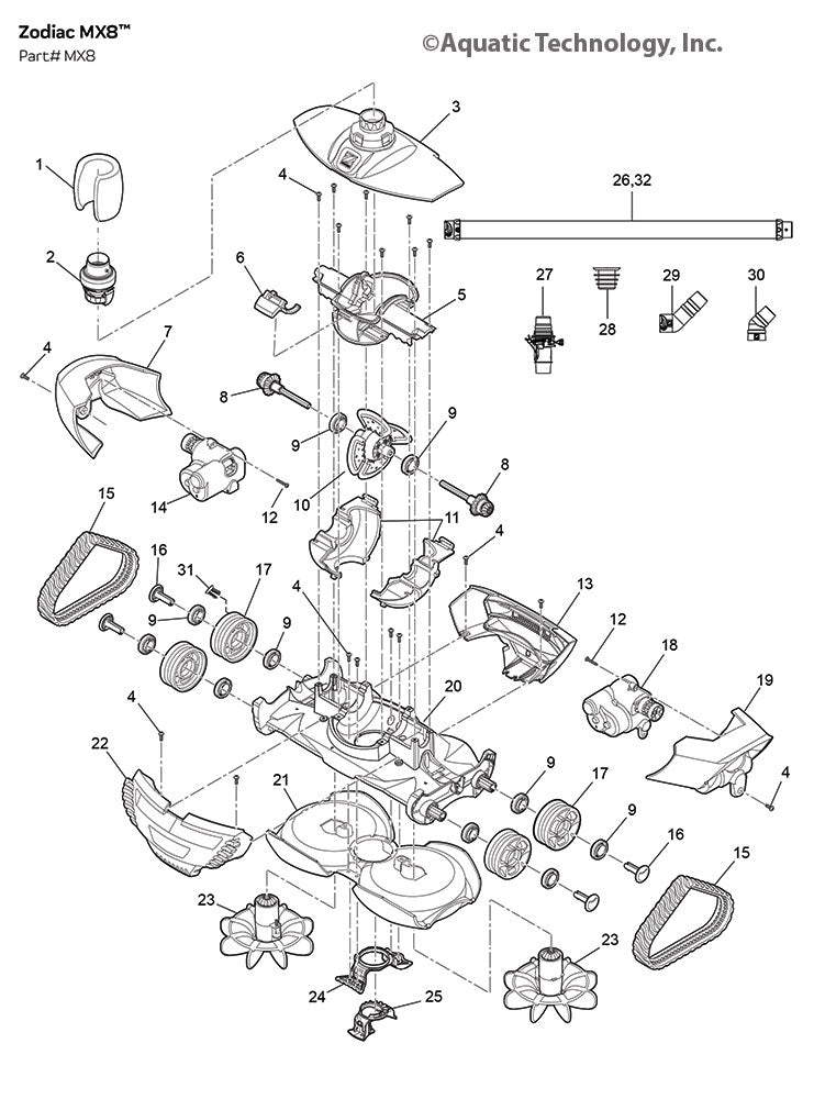 Zodiac MX8 Pool Cleaner Parts