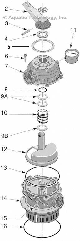 Sta-Rite Multiport 1-1/2 Inch Top Backwash Valve WC112-148 Parts