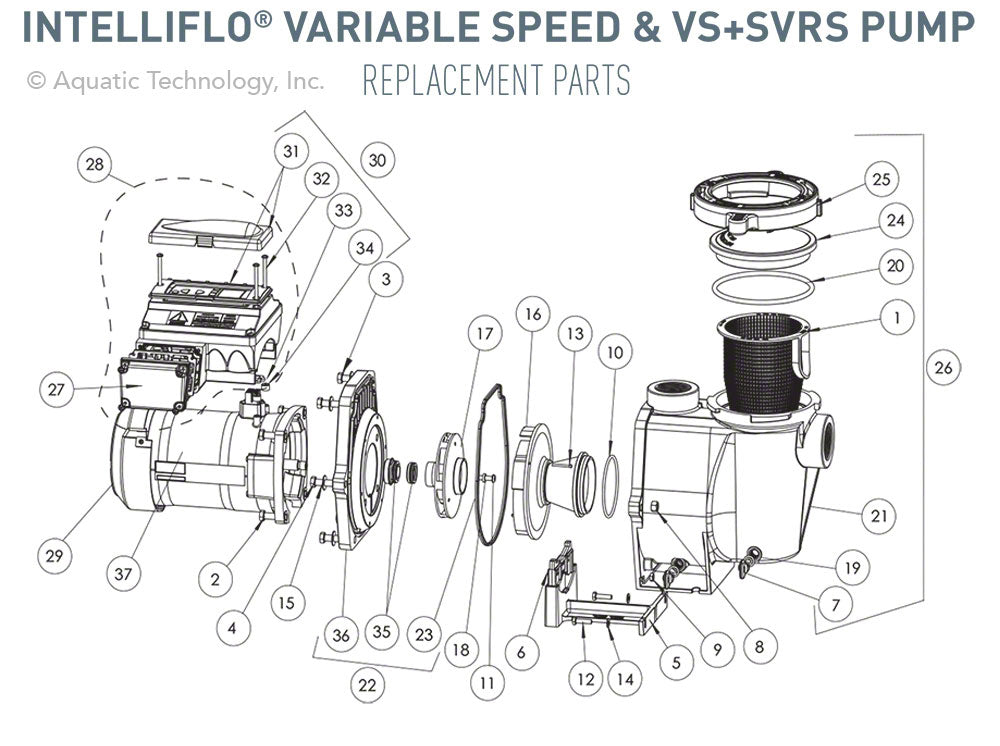 Pentair IntelliFlo VS Pre-2019 and VS+SVRS Pre-6-2016 Pump Parts