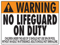 Iowa/Washington No Lifeguard Warning Sign (12 Years and Under) - 24 x 18 Inches on Styrene Plastic