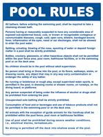 Pool Rules Sign - 18 x 24 Inches on Styrene Plastic