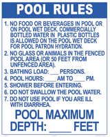 Florida Pool Rules for Diving Pools Sign - 24 x 30 Inches on Heavy-Duty Aluminum (Customize or Leave Blank)