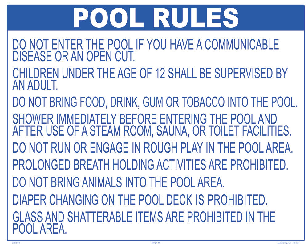 Wisconsin Pool Rules Sign - 30 x 24 Inches on Styrene Plastic