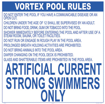Wisconsin Vortex Pool Rules Sign - 36 x 36 Inches on Heavy-Duty Aluminum