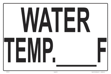 Water Temperature With 4 Inch Lettering Write-On Sign - 18 x 12 Inches on Heavy-Duty Aluminum