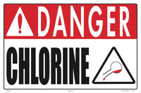 Danger Chlorine Sign - 18 x 12 Inches on Heavy-Duty Aluminum