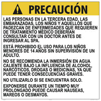 California Spa Regulations Caution Sign in Spanish - 30 x 30 Inches on Heavy-Duty Aluminum