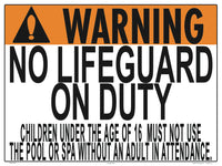 Nebraska No Lifeguard Warning Sign (16 Years and Under) - 24 x 18 Inches on Styrene Plastic