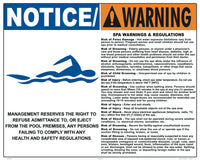 Spa Warnings and Regulations Sign With Graphic - 30 x 24 Inches on Styrene Plastic