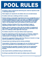 Massachusetts and West Virginia Pool Rules Sign - 18 x 24 Inches on Styrene Plastic