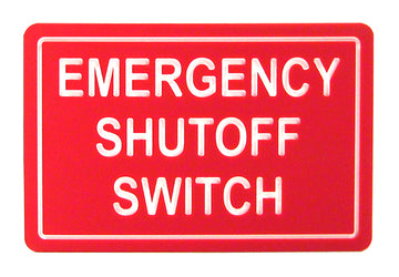 Emergency Shutoff Switch Sign - 9 x 6 Inches Engraved on Red/White Heavy-Duty Plastic .25