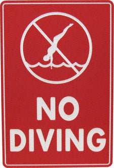 No Diving Sign - 12 x 18 Inches Engraved on Red/White Heavy-Duty Plastic .25