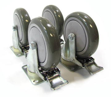 Storage Reel 5 Inch Locking Wheel Kit - Zinc - Set of 4