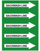 Backwash Right Arrow Pipe Label (Sold Per Inch)