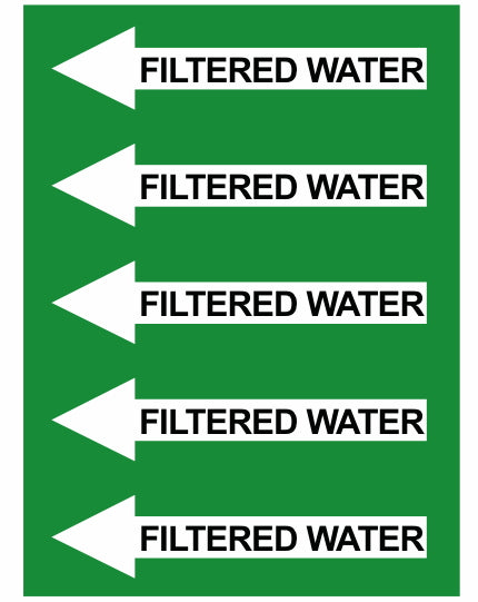 Filtered Water Left Arrow Pipe Label (Sold Per Inch)