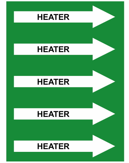 Heater Right Arrow Pipe Label (Sold Per Inch)
