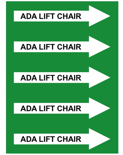 ADA Lift Chair Right Arrow Pipe Label (Sold Per Inch)