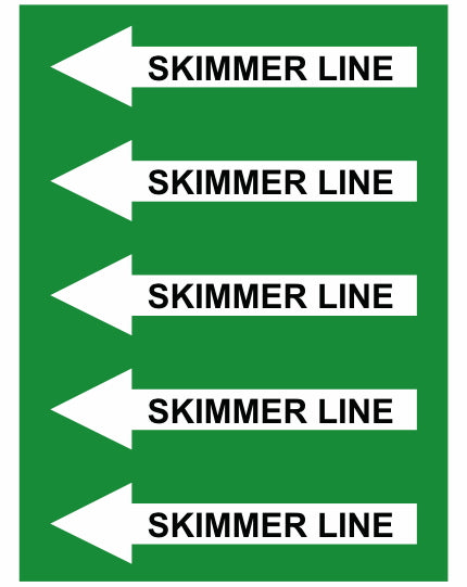 Skimmer Left Arrow Pipe Label (Sold Per Inch)