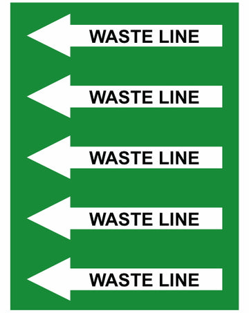 Waste Line Left Arrow Pipe Label (Sold Per Inch)