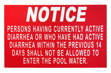 Notice Persons With Diarrhea Sign - 18 x 12 Inches Engraved on Red/White Heavy-Duty Plastic .25