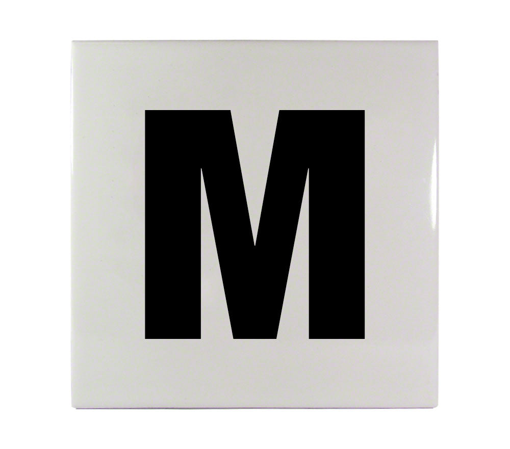 M Message Ceramic Skid Resistant Tile Depth Marker 6 Inch x 6 Inch with 4 Inch Lettering