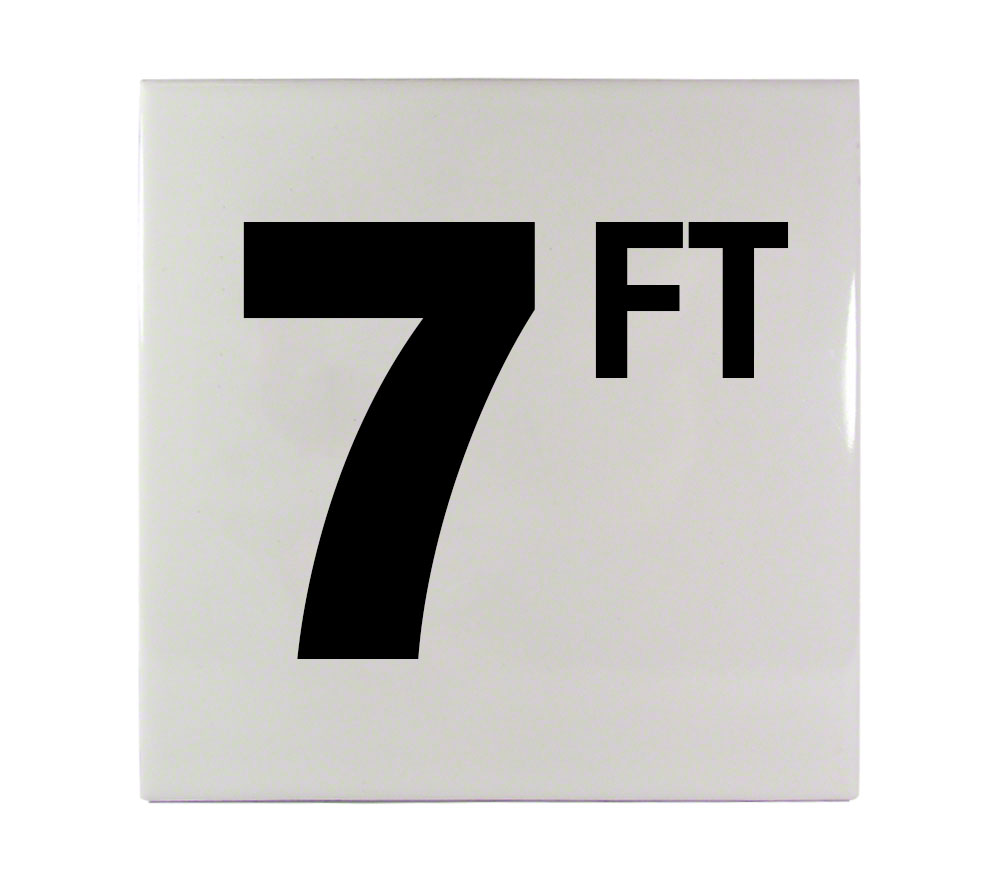 7 FT Ceramic Smooth Tile Depth Marker 6 Inch x 6 Inch with 4 Inch Lettering