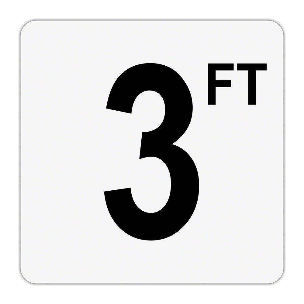 3 FT - Plastic Overlay Depth Marker - 6 x 6 Inch with 4 Inch Lettering