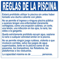 Nebraska Pool Rules Sign in Spanish - 30 x 30 Inches on Styrene Plastic (Customize or Leave Blank)