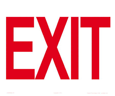 Exit Sign OSHA Approved With 6 Inch Lettering - 12 x 10 Inches on Styrene Plastic
