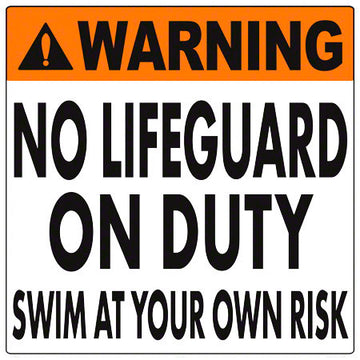 South Carolina No Lifeguard Swim at Your Own Risk Warning Sign - 30 x 30 Inches on Heavy-Duty Aluminum