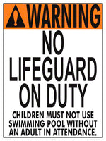 Minnesota No Lifeguard Warning Sign (No Age Limit) - 18 x 24 Inches on Styrene Plastic