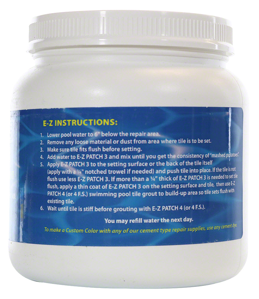 White Thinset Pool Tile Repair Cement - 3 lbs - EZ Patch - EZP3-3