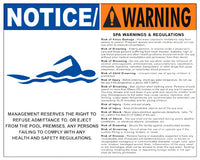 Spa Warnings and Regulations Sign With Graphic - 30 x 24 Inches on Styrene Plastic